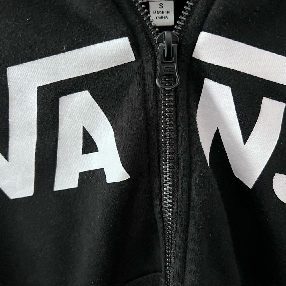 Vans Black & White Logo Checkerboard Zip Hoodie - Picture 3 of 4